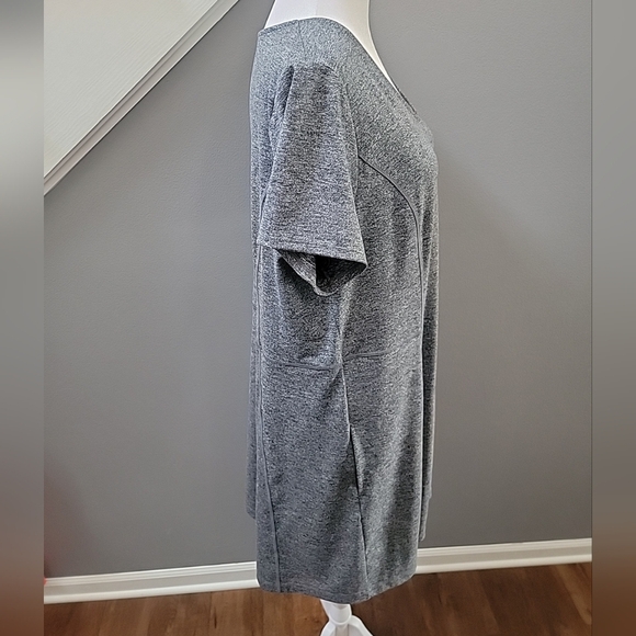 J. Jill Fit Dress Women's Large Gray Marled V-Neck Short Sleeves Pockets Comfort - Picture 3 of 5
